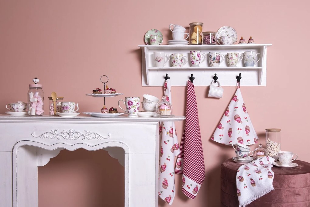 Kockovaná bavlnená utierka Cherry Cupcake - 50 * 70 cm