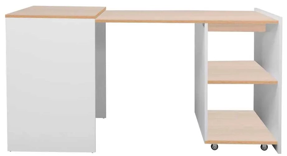 Rozkladací písací stôl Ternant, dub / biela