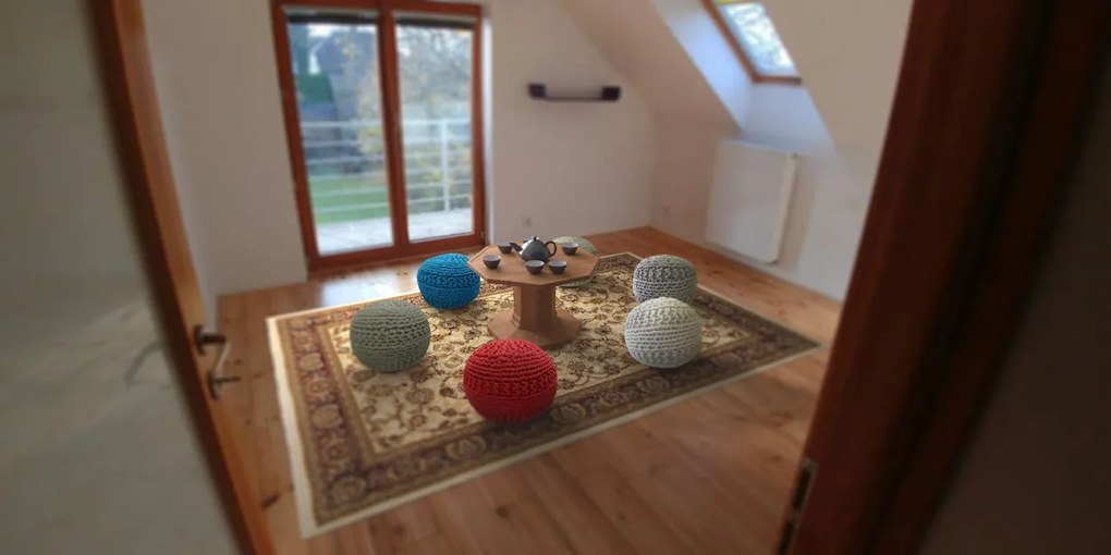 KUDOS Textiles Pvt. Ltd. MEGA AKCE: Sedací vak TEA POUF 9 červený - 40x40x35 cm