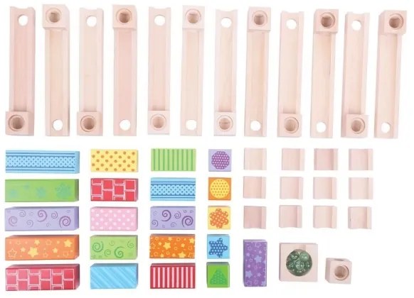 Bigjigs Toys - Drevená guličková dráha farebná