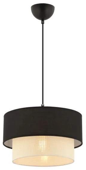 Závesný luster na kábli ECHO 1xE27/60W/230V čierna/krémová