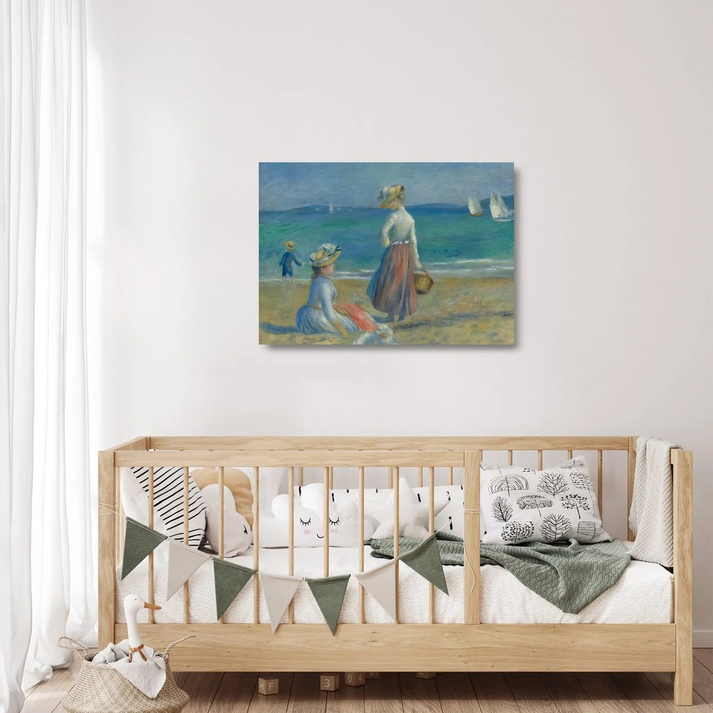 Sklenený obraz - Auguste Renoir, Figures on the Beach, reprodukcia (70x50 cm)