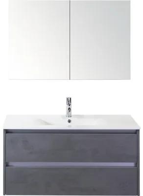 Kúpeľňový nábytkový set Dante 100 cm s keramickým umývadlom a zrkadlovou skrinkou betón antracitovo sivá