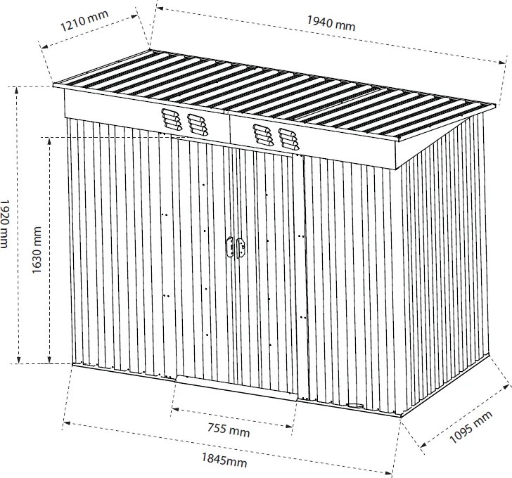 Záhradný domček BestBerg BBSH-406GN / 2,25 m² / 121 x 194 x 192 cm / zelená