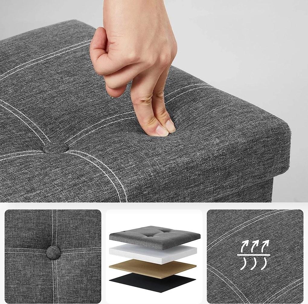 Taburetka, lavica s úložným priestorom, tmavosivá