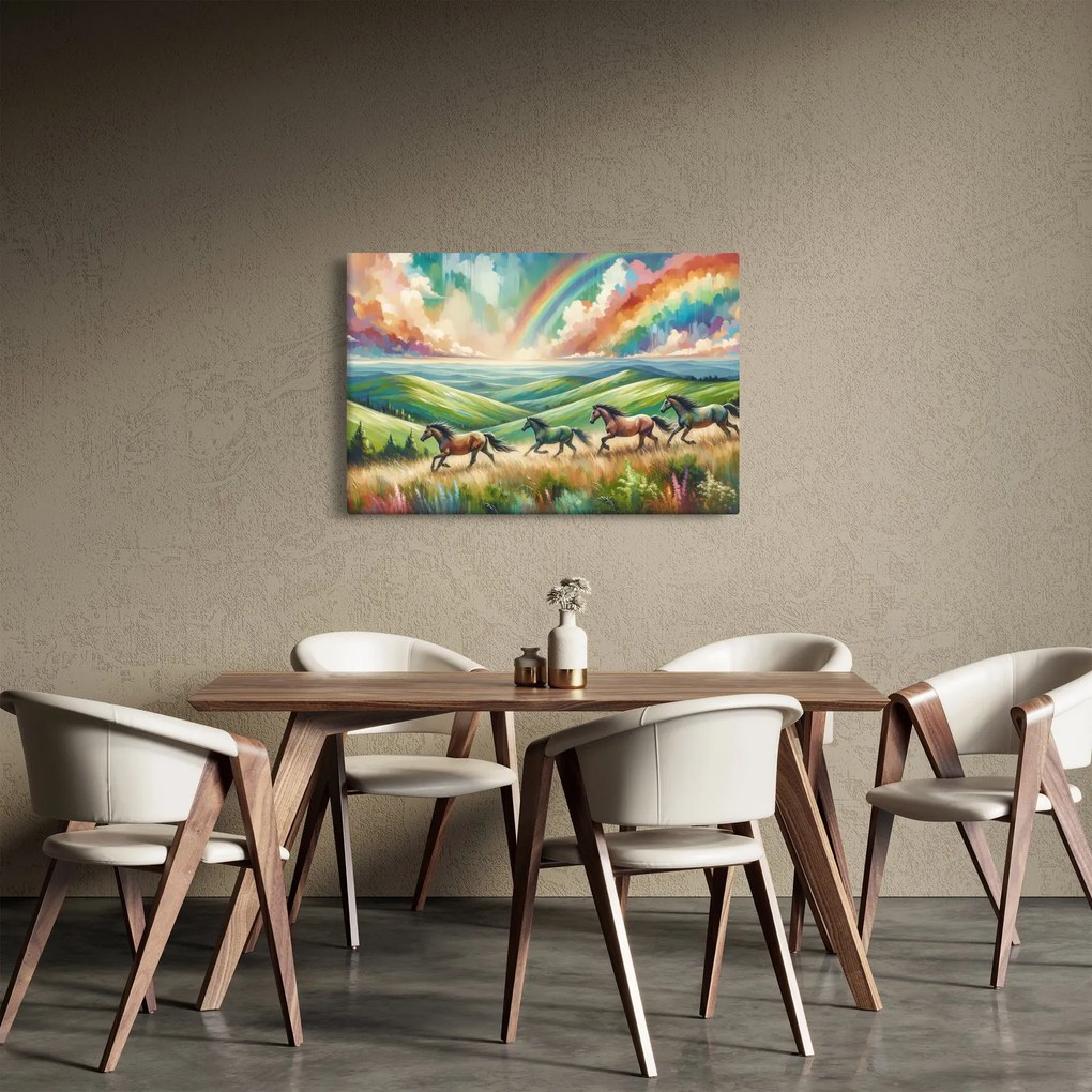 Obraz – Kone cválajúce krajinou (90x60 cm)