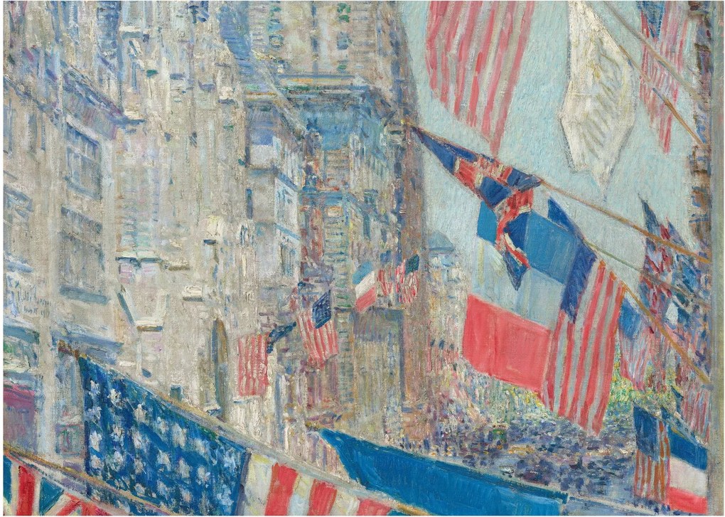 Sklenený obraz - Childe Hassam, Allies day, reprodukcia (70x50 cm)
