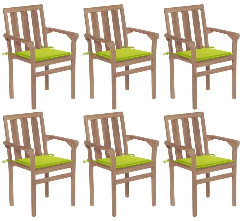 Stohovateľné záhradné stoličky s podložkami 6 ks tíkový masív 3073417