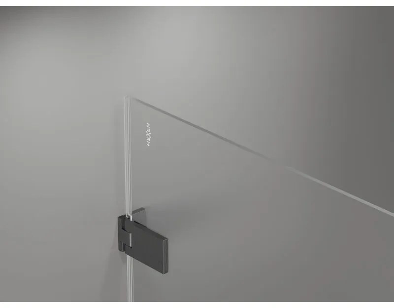 Mexen Lunar-F, pravé sklápacie sprchové dvere 140 cm, 8mm číre sklo, brúsený grafit profil, 836S-140-050-66-00-P