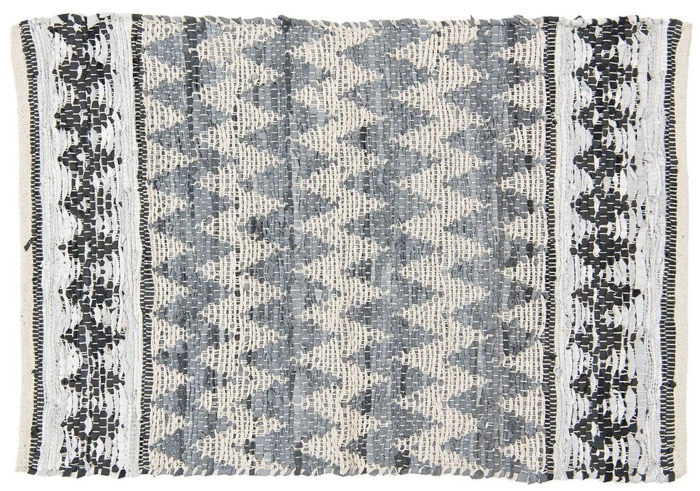 Krémovo-čierny koberec z bavlny - 60 * 90 cm
