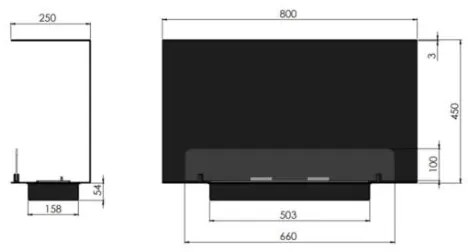 InFire - Vstavaný BIO krb 80x45 cm 3kW čierna