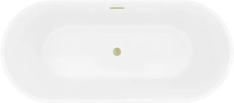 Mexen Yara, voľne stojaca ryhovaná vaňa 170 x 75 cm, biela lesklá, zlatý matný prepad, 52861707500-55