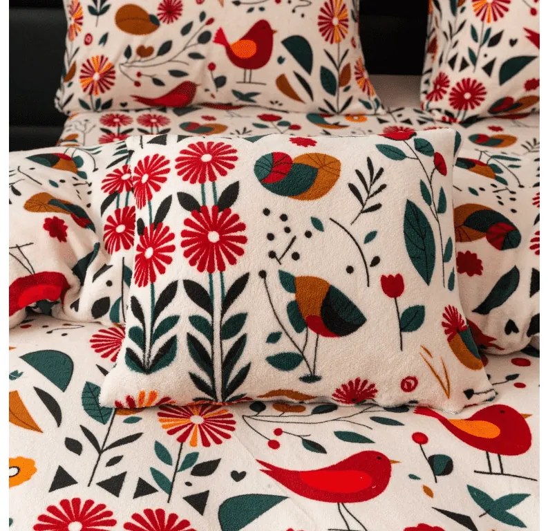 Mikroplyšové obliečky RETRO BIRD farebné Rozmer obliečky: 2 ks 70 x 90 cm | 200 x 220 cm