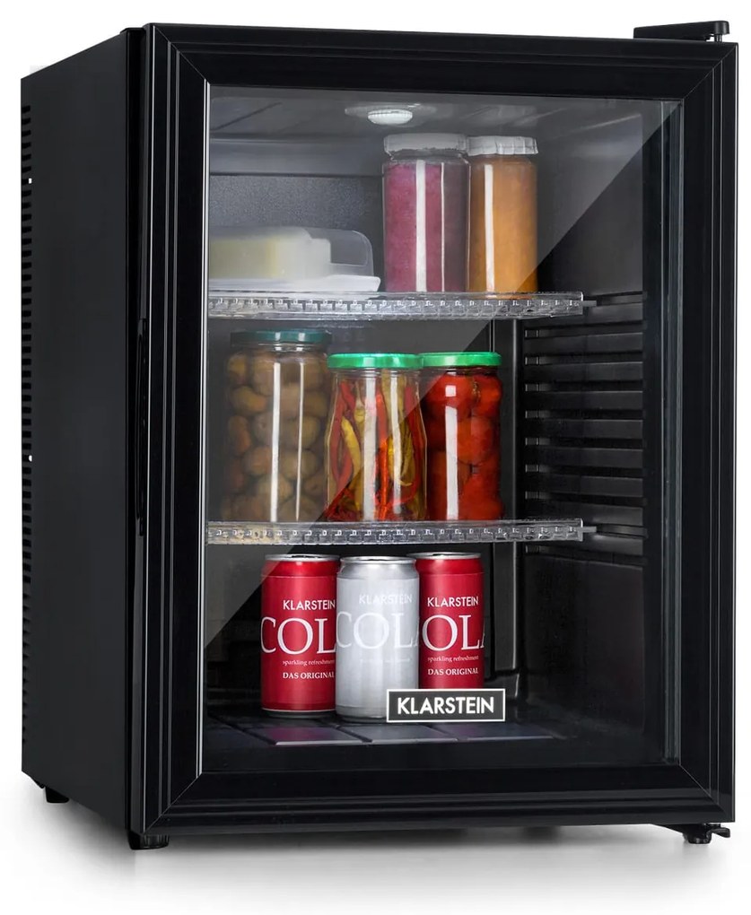 Klarstein Brooklyn 42, mini chladnička, sklenené dvere, LED osvetlenie, police