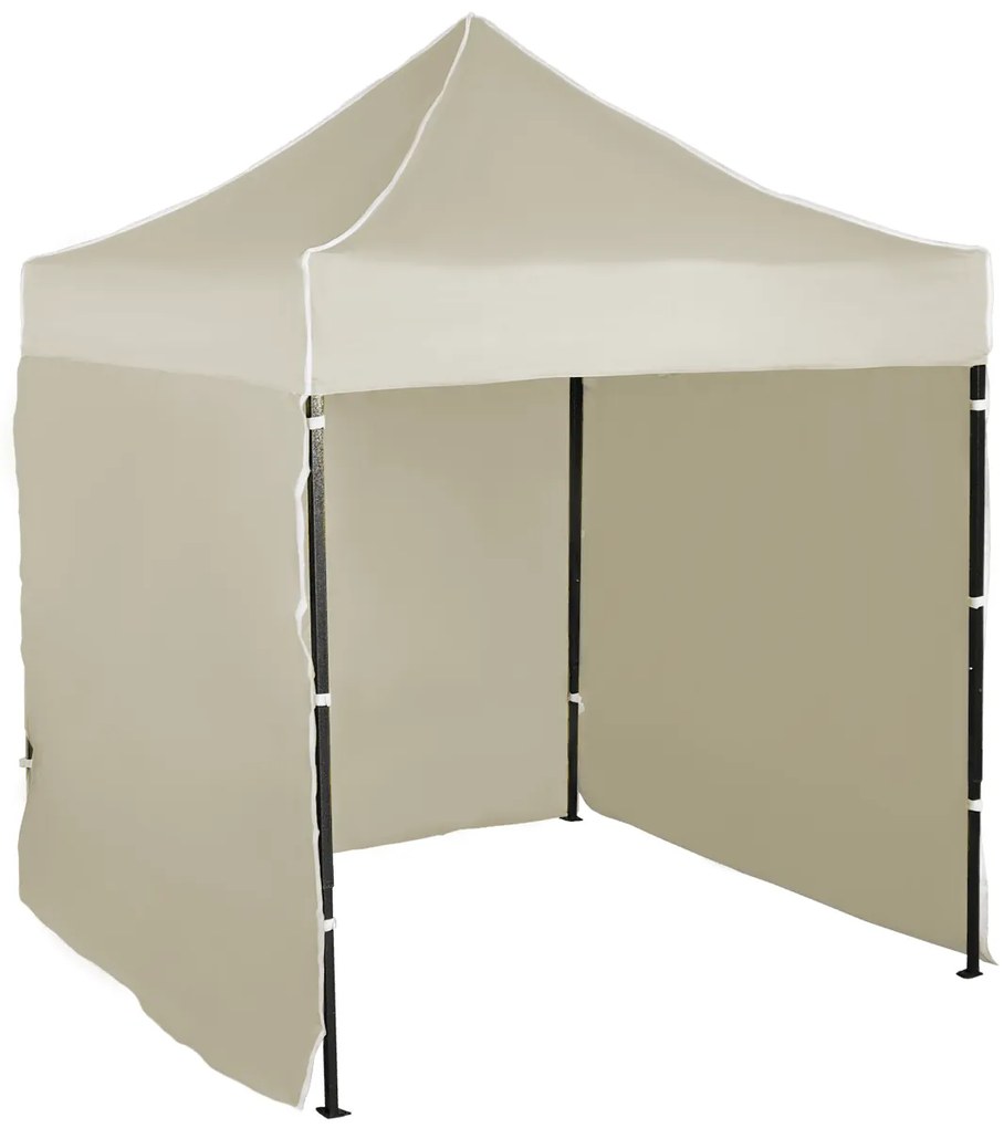 Rýchlorozkladací nožnicový stan 2x2m – oceľový, 3 bočné plachty, Béžová