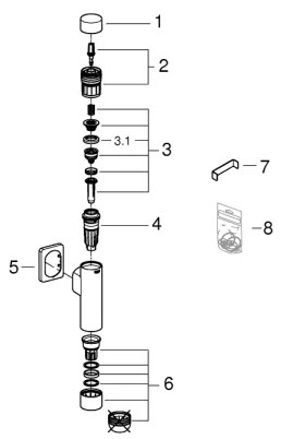 GROHE 37349000 - Tlakový splachovač RONDO A.S. 3” lesklý chróm