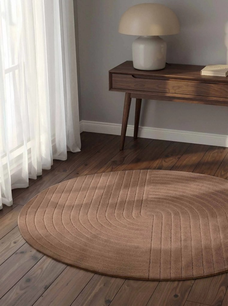 Vikosa, Kusový koberec Vikosa Arcura 106300 Brown kruh, 150x150 (priemer) kruh, hnedá, obývacia izba