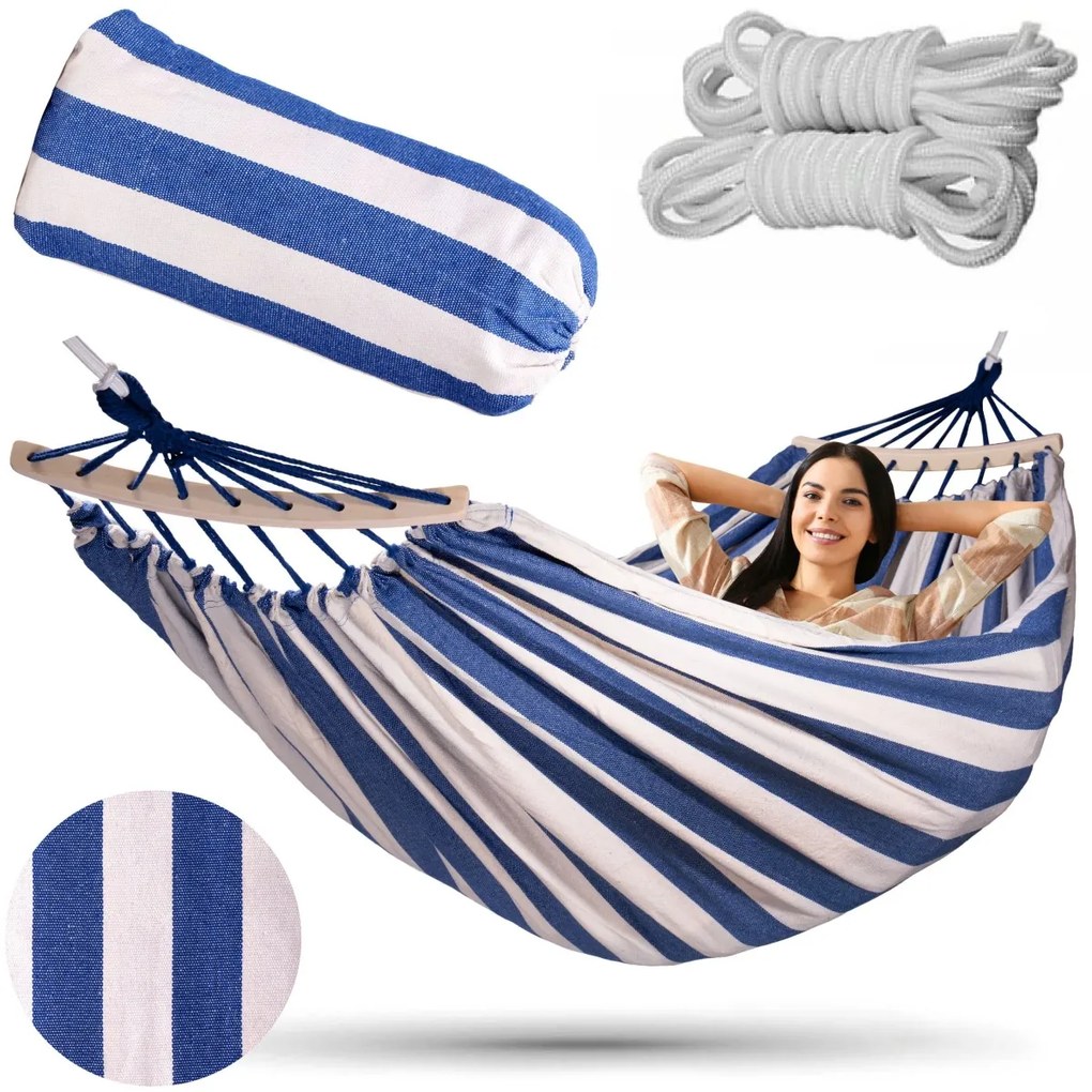 Závesná sieť EDEN pre 2 osoby bielo-modrá