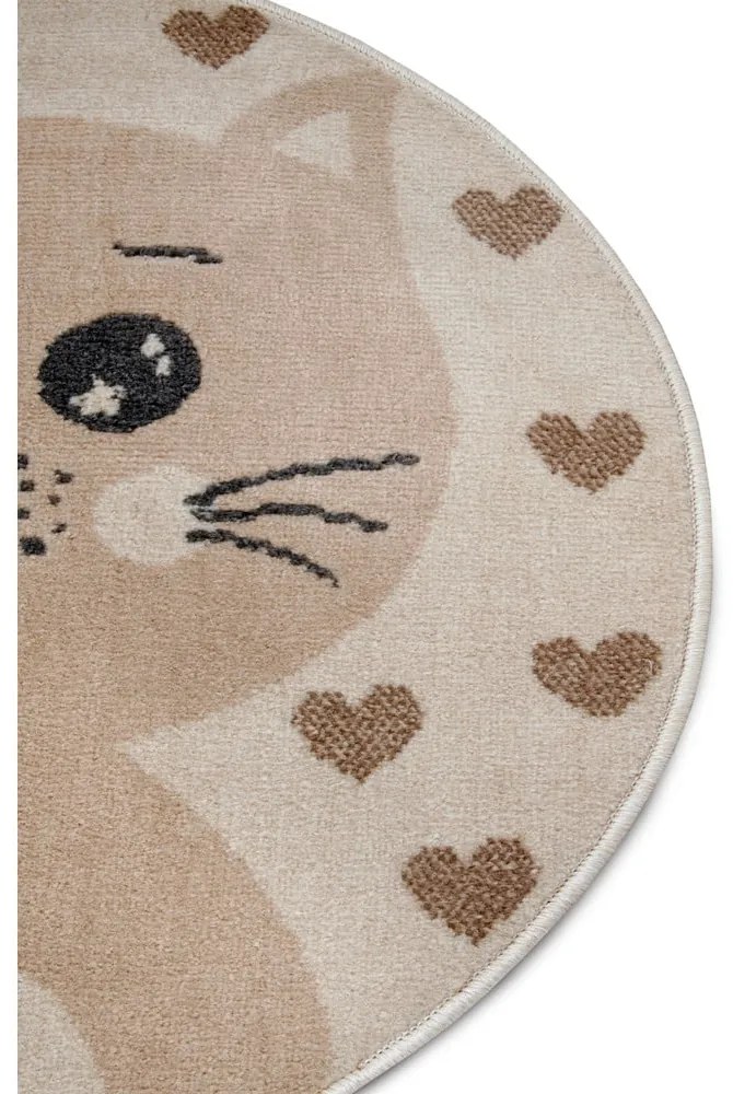 Béžový detský koberec ø 100 cm Cat – Hanse Home