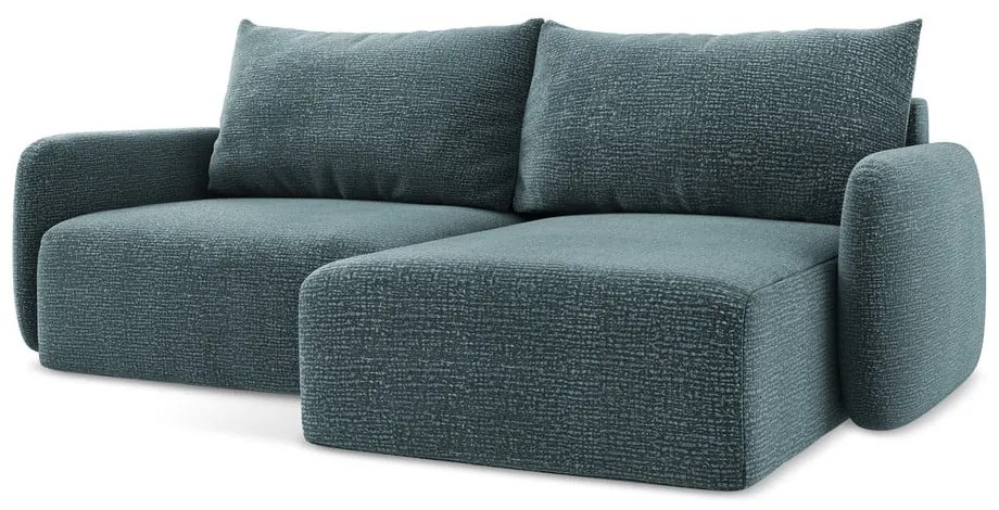 Tyrkysovomodrá rozkladacia/s úložným priestorom rohová pohovka (pravý roh) Kalena – Makamii