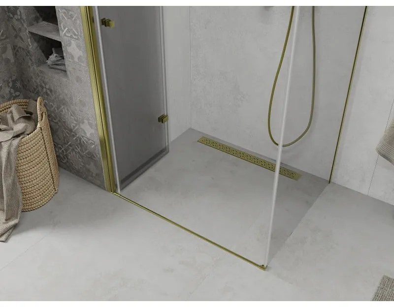 Mexen Lima, sprchovací kút 100 (dvere) x 90 (stena) cm, 6mm číre sklo, zlatý profil, 856-100-090-50-00