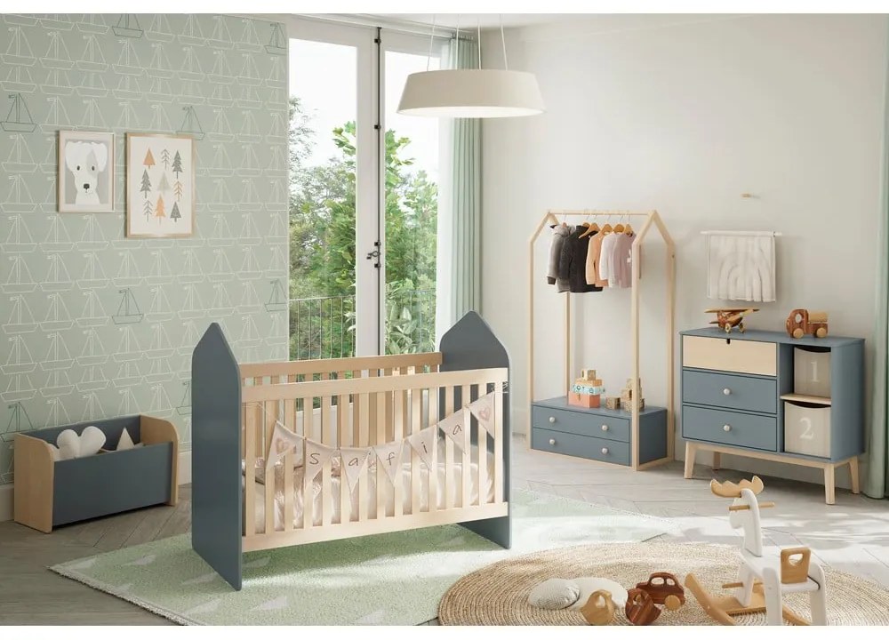 Postieľka v dekore borovice 60x120 cm v prírodnej farbe/sivozelená Estefania – Marckeric