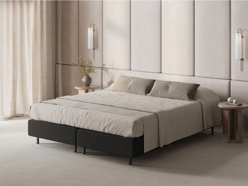 Čierna čalúnená dvojlôžková posteľ bez čela 180x200 cm Whale – Micadoni