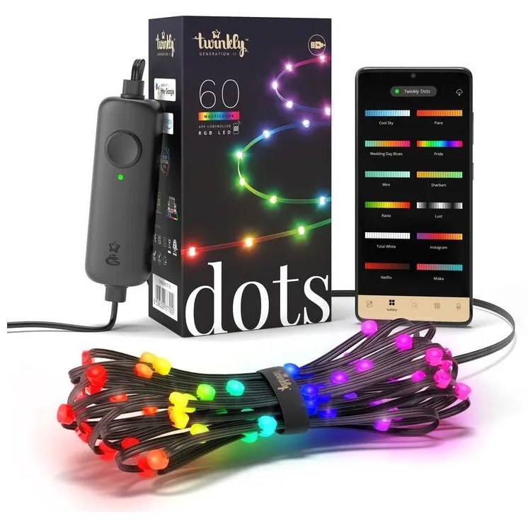 Twinkly TWD060STP-B - LED RGB Stmievateľný pásik DOTS 60xLED 3 m Wi-Fi USB