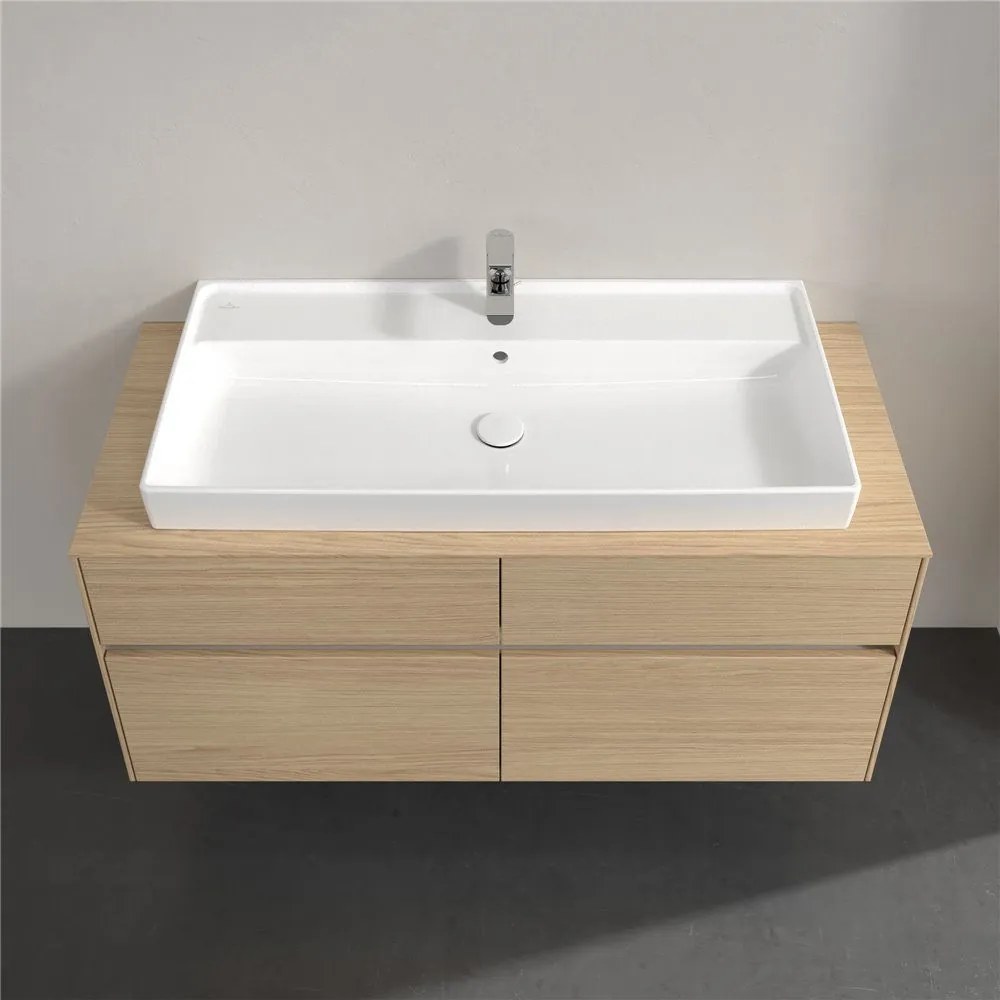 VILLEROY &amp; BOCH Collaro závesná skrinka pod umývadlo na dosku (umývadlo v strede), 4 zásuvky, s LED osvetlením, 1200 x 500 x 548 mm, Nordic Oak, C091B0VJ