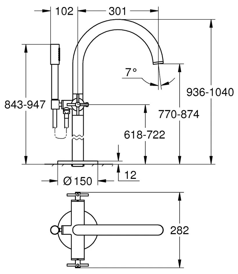 GROHE Atrio - Vaňová batéria, chróm 25044003