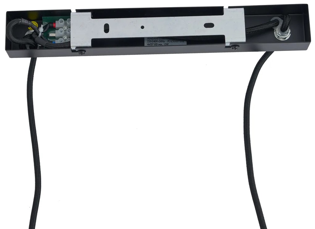 Moderné závesné svietidlo čierne s drevom a dymovým sklom 4-svetlá - Aleks