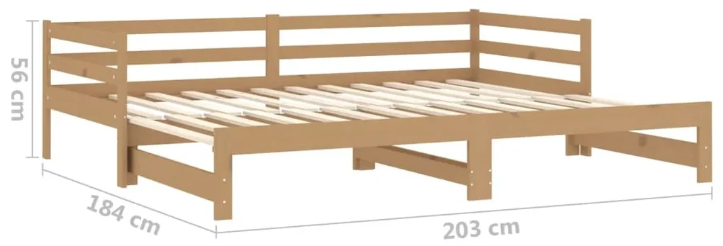 Rozkladacia denná posteľ 2x(90x200)cm, medová, borovicový masív
