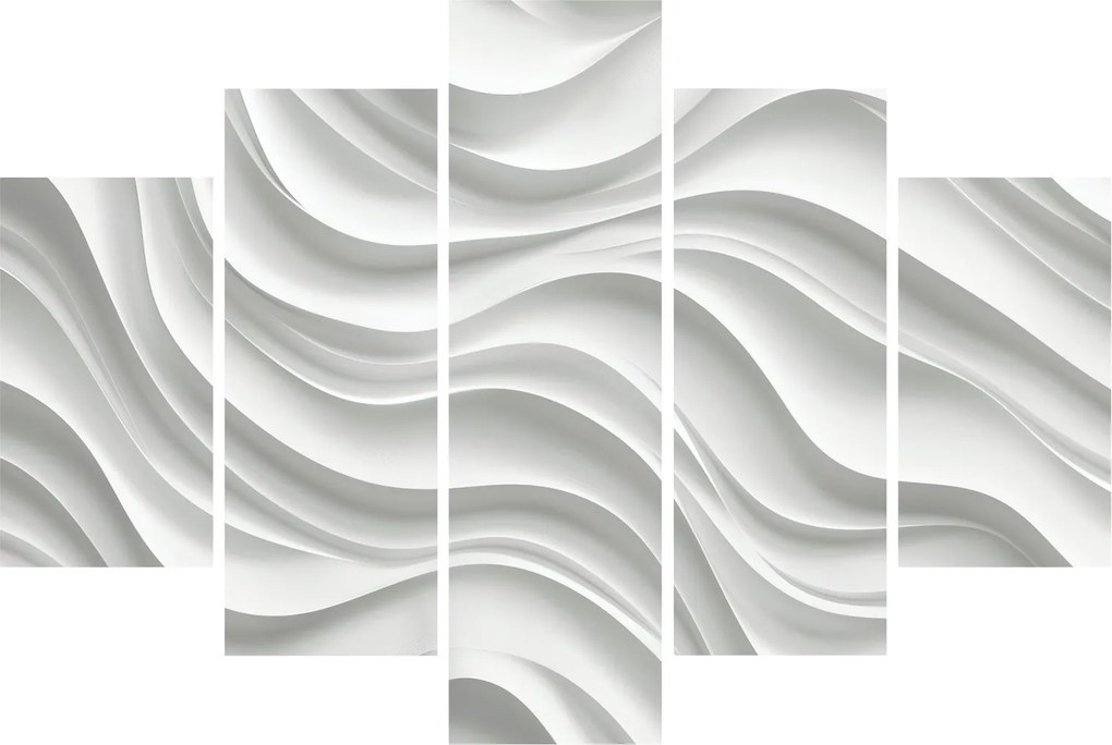 Obraz - 3D biele vlny (150x105 cm)