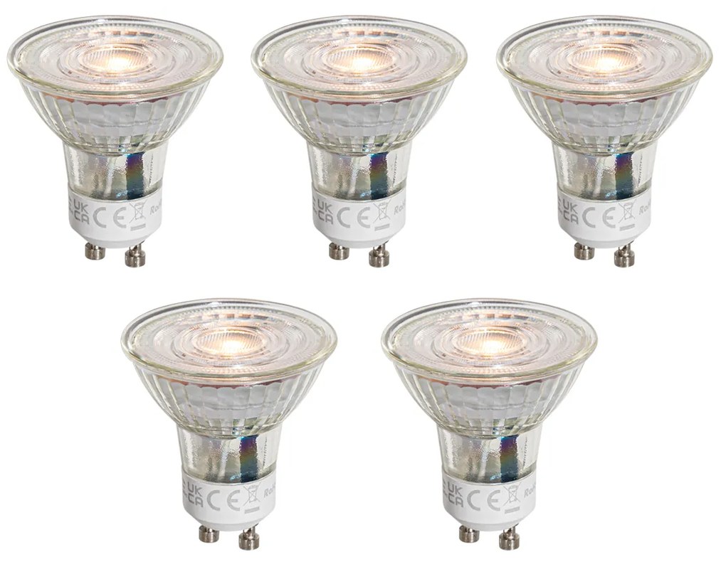 Sada 5 LED žiaroviek GU10 50 mm číra 4,5 W 360 lm 2700 K