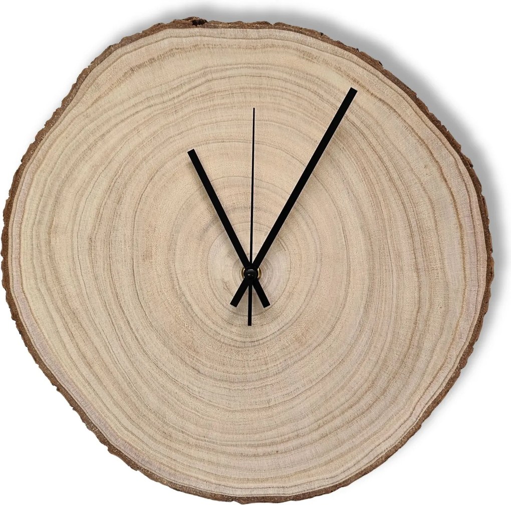 Nástenné hodiny z plátu dreva s letokruhmi a kôrou | KOR: Farba čierna RAL 9005 26-29 cm 4801-115419 KOR001-26-29-BLACK