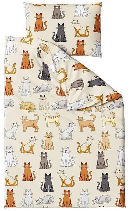 Flanelové obliečky COLORED CATS krémové Rozmer obliečky: 2 ks 70 x 90 cm | 200 x 220 cm
