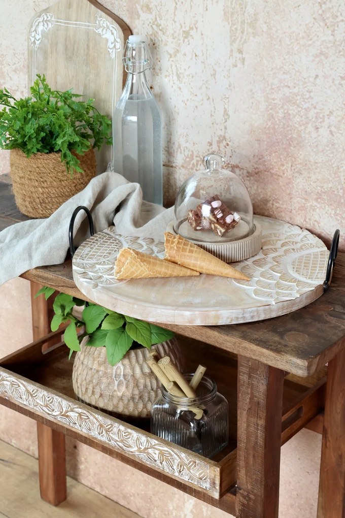Chic Antique Drevený podnos so skleneným poklopom Tours 21 cm