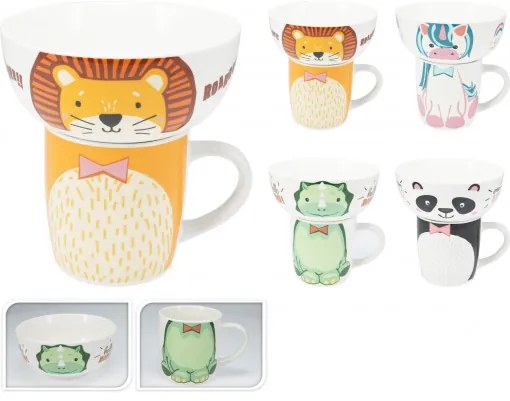 ADH Detský set 2D porcelán Zvieratko mix 360/600ml