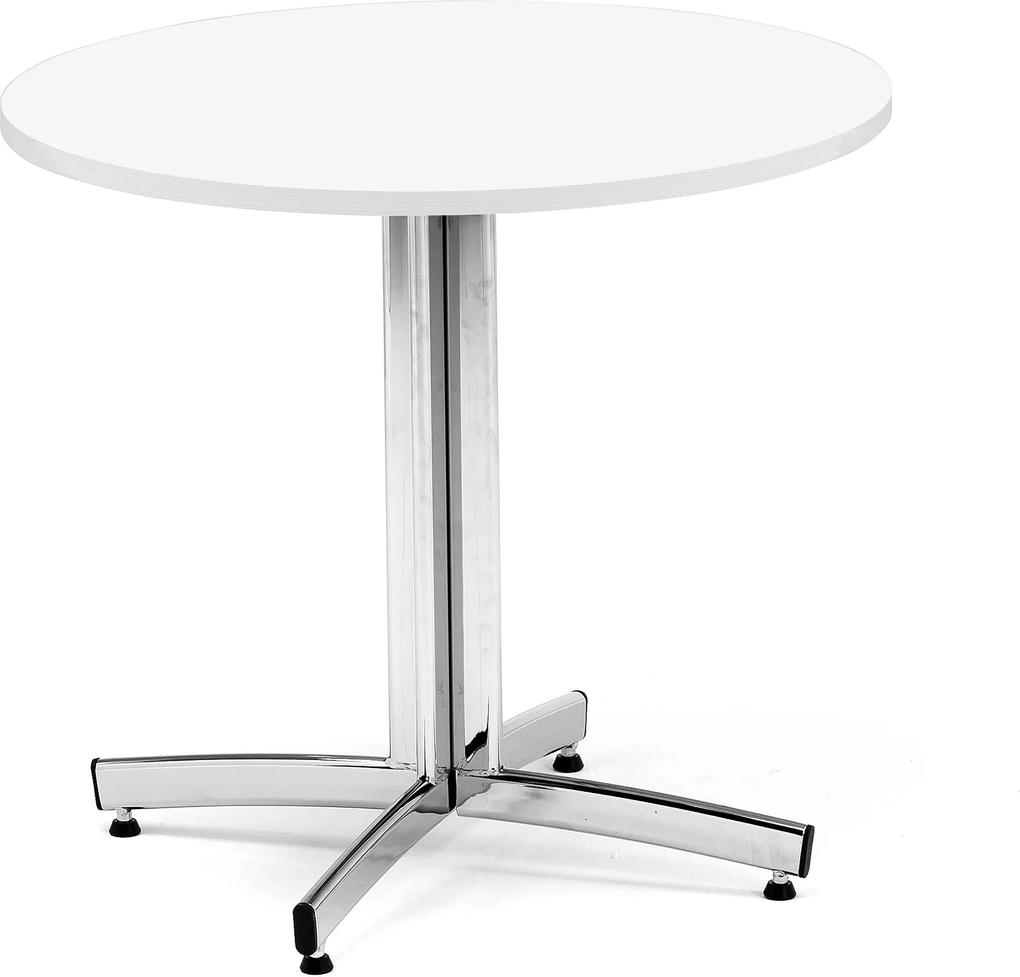 Okrúhly jedálenský stôl Sanna, Ø 900 x V 720 mm, biela / chróm