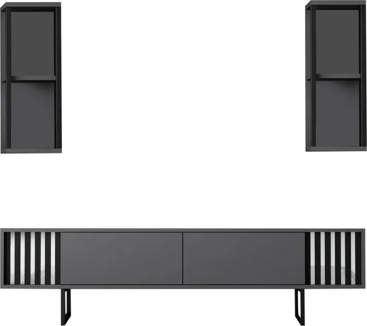 Televízny stolík s policami Chrome Anthracite and Black
