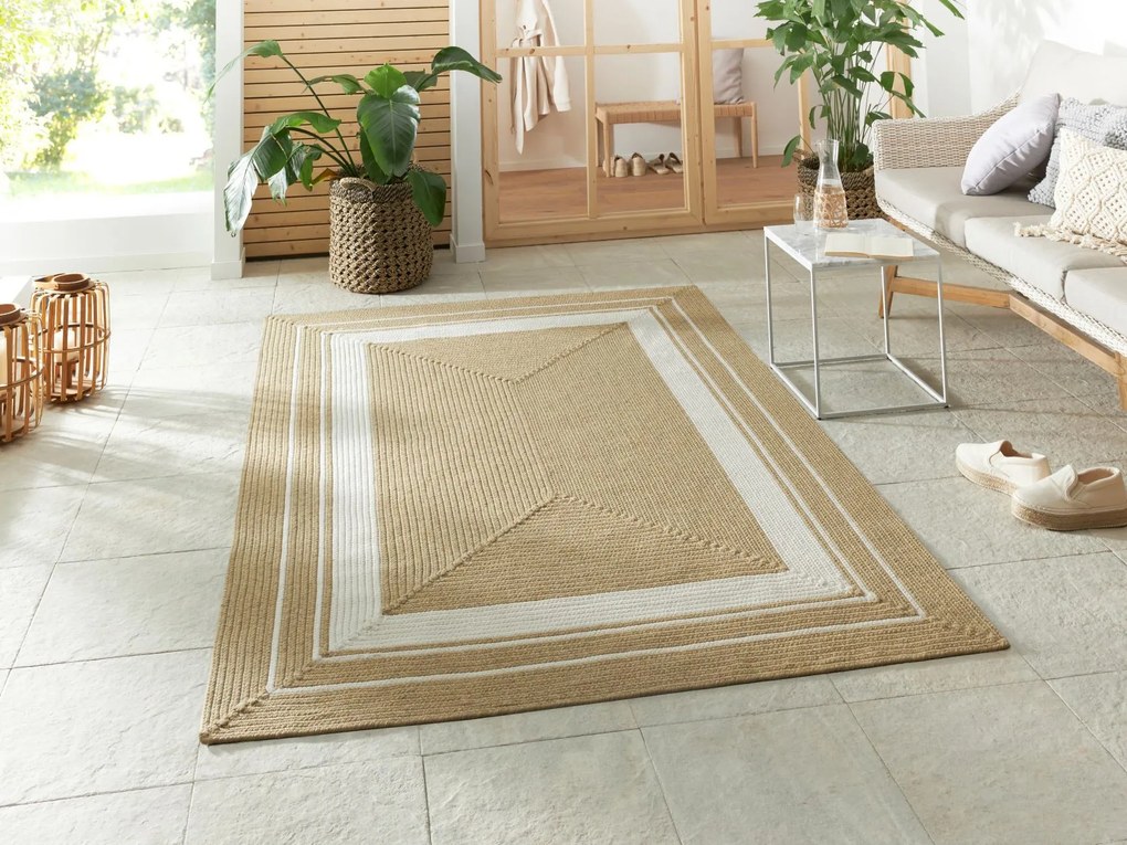 NORTHRUGS - Hanse Home koberce Kusový koberec Braided 105556 Creme Beige – na von aj na doma - 80x200 cm
