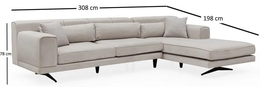 Svetlobéžová rohová pohovka Artie Jivago, pravý roh