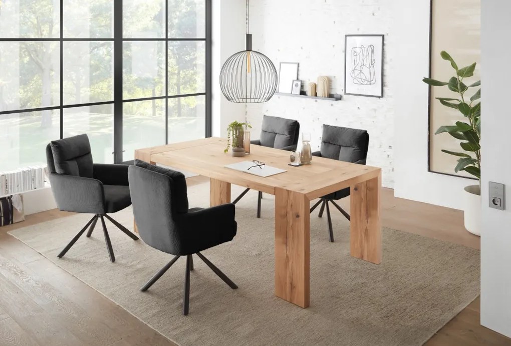 Otočná jedálenská stolička Sofia, šedá štruktúrovaná látka