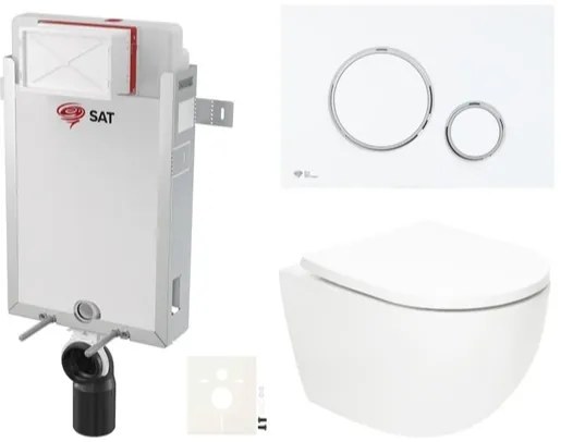 Závesný wc set SAT Fusion na zamurovanie vírové splachovanie SIKOSZTORFU76, 1 ks