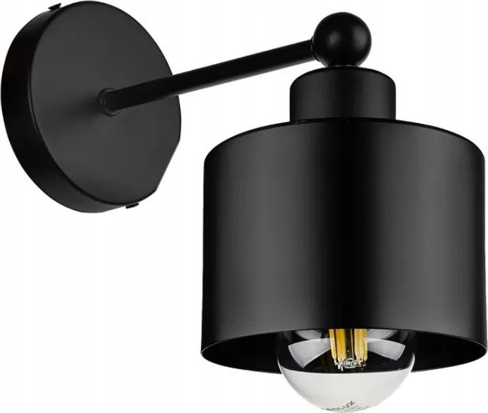 BERGE Nástenná lampa - kinkiet - KUBEK - E27 - čierny