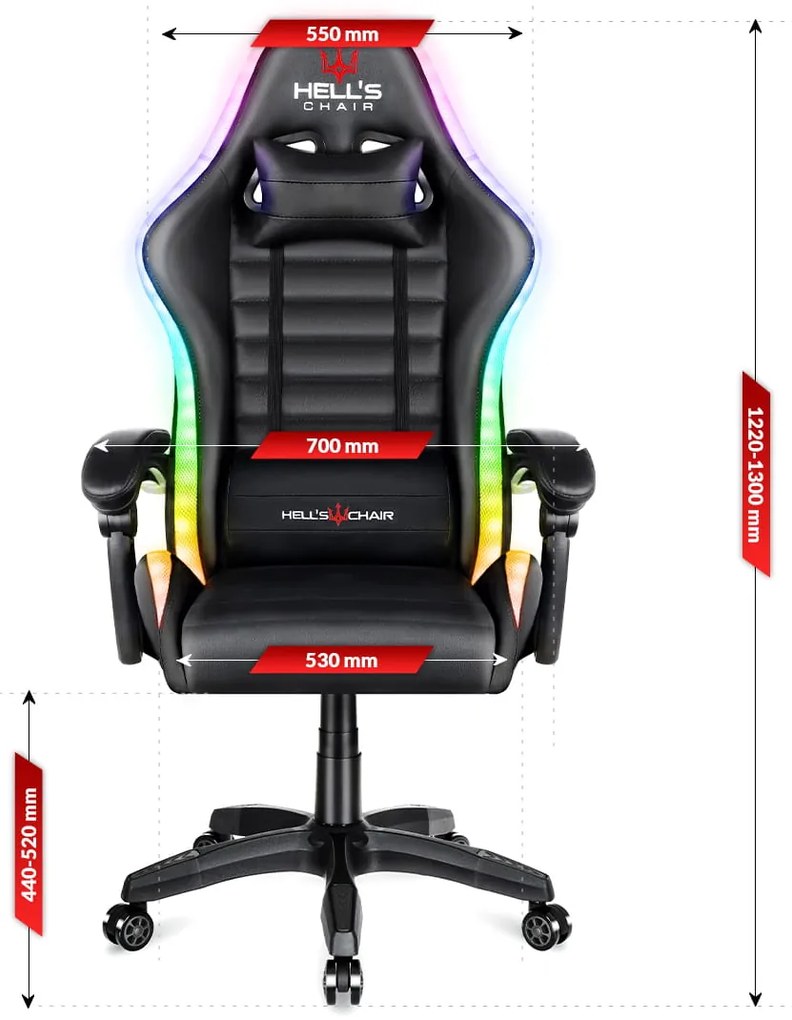 Herné kreslo Hell's Chair s LED podsvietením HC- 1003
