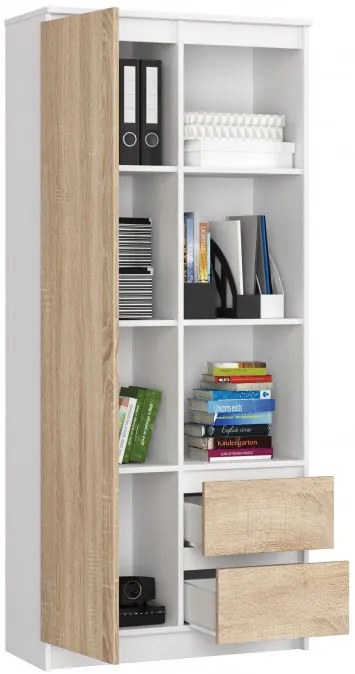 Regál R 80 cm CLP R1, biely / sonoma