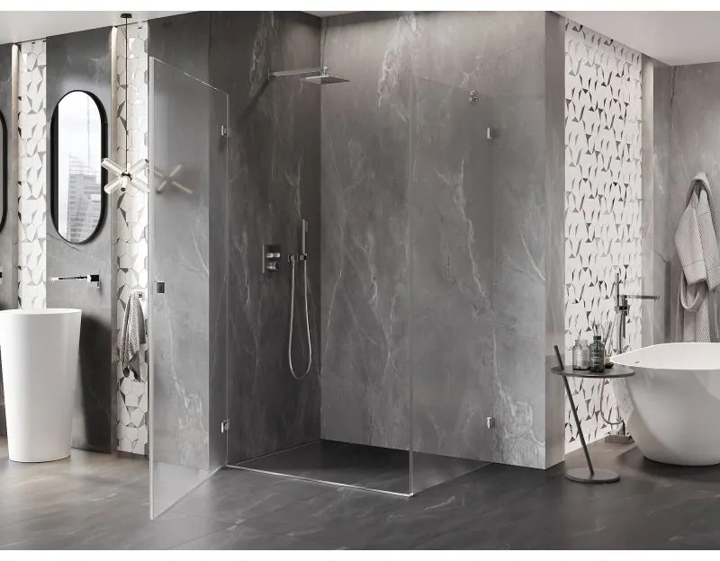 Mexen Lunar-B, sklápací sprchový kút ľavý 95 x 80 cm, 8mm číre sklo, chrómový profil, 832-095-080-01-00-L