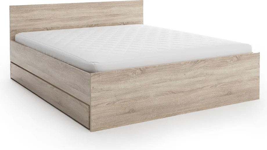 Posteľ ELISA 160 x 200 cm, dub sonoma Rošt: Bez roštu, Matrac: Matrac Deluxe 10 cm