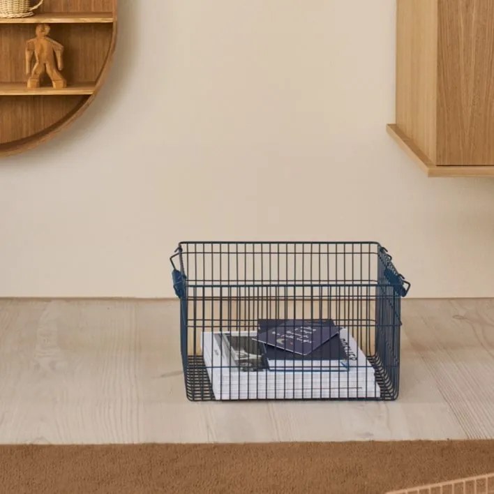 Ferm Living Úložný kôšík CALA 36 cm sada 2 ks tmavo modrá železo